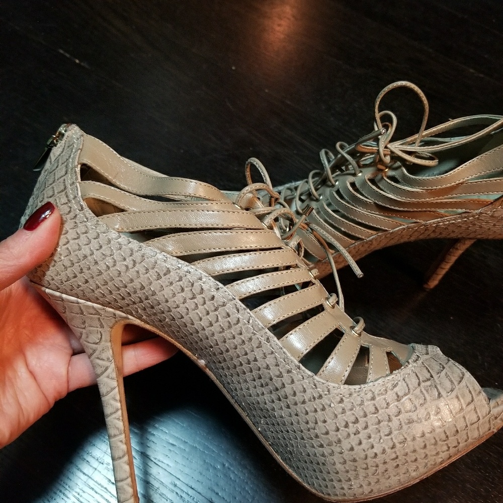 Christan Dior lace-up sexy peep toe shoe / bootie - Picture 2 of 7